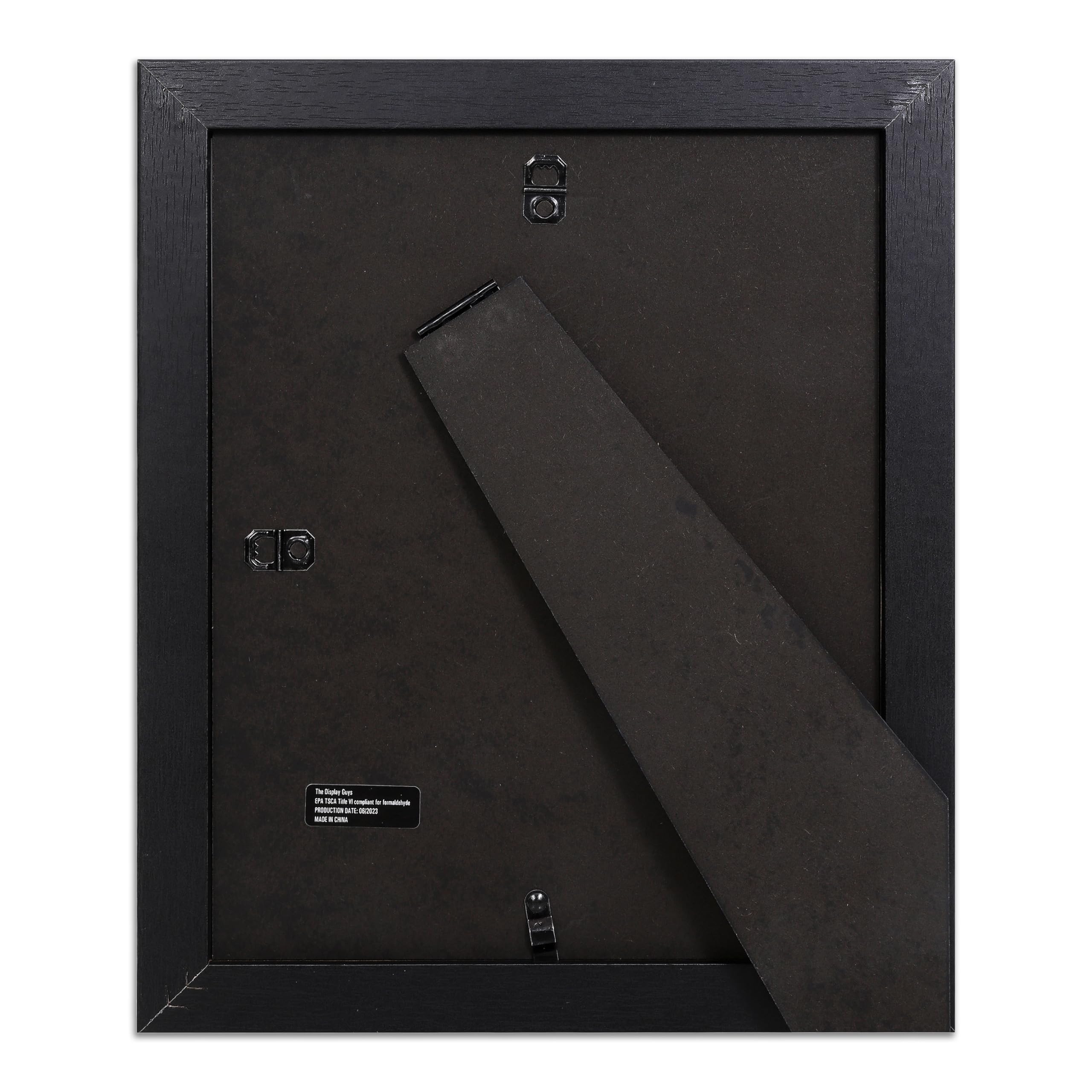 The Display Guys - Black Wooden Minimalist Picture Frames Set - Tempered Glass - 8x10 matted to 5x7 - Tabletop Easel - 4-Pack